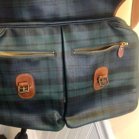 K RALPH LAUREN Black Watch Plaid Crossbody Messenger Camp School College Bag - Picture 6 of 17